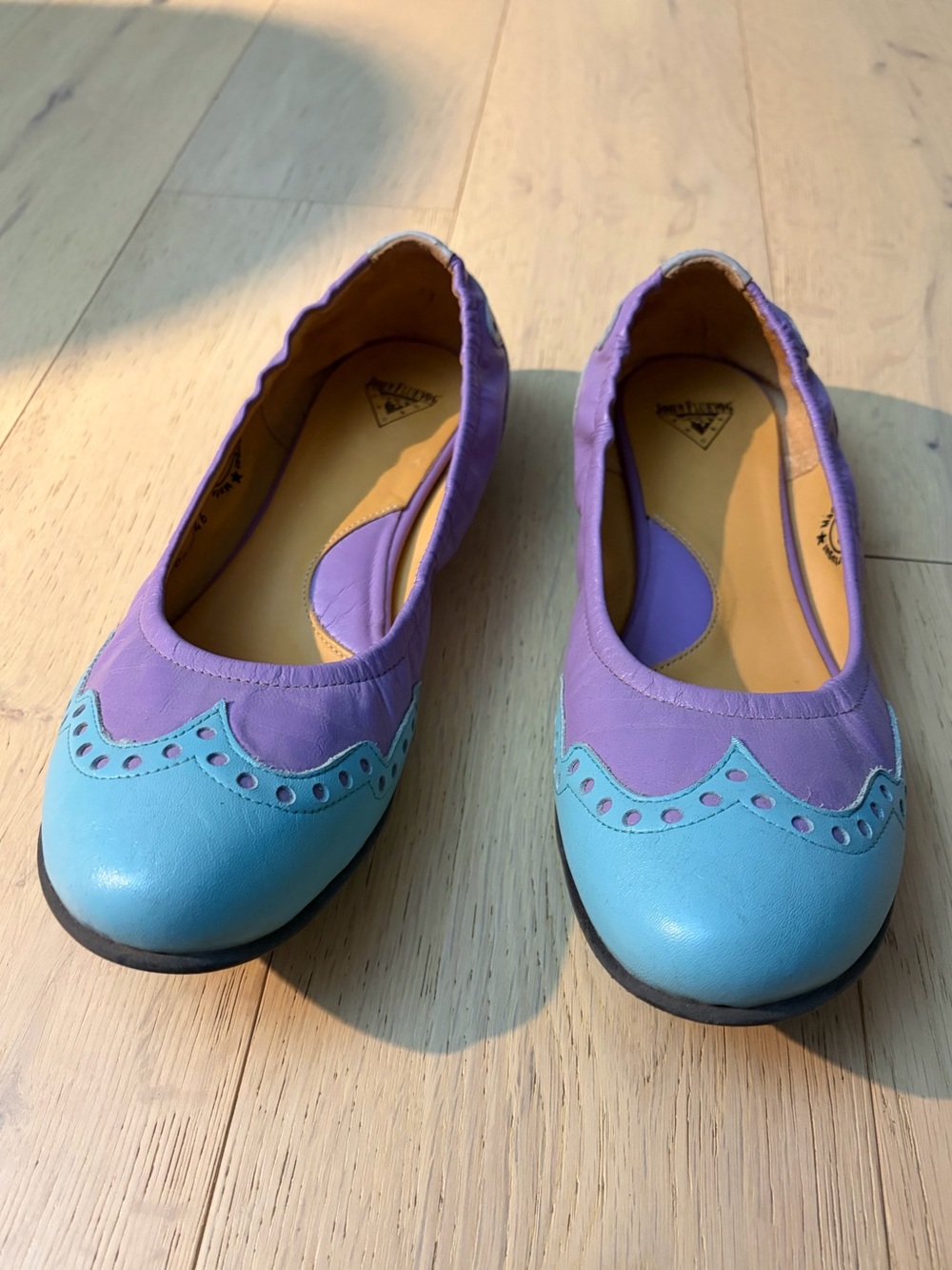 Fluevog vintage ballet flats Three-Tone Lavender blue and grey shoes 10.5